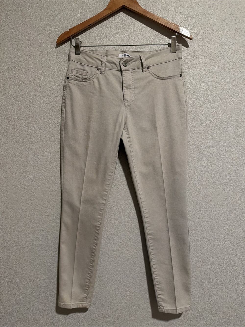 D.Jeans Mid Rise Skinny Ankle Pants Coastal Cottage Minimalist Beige Stretch 4